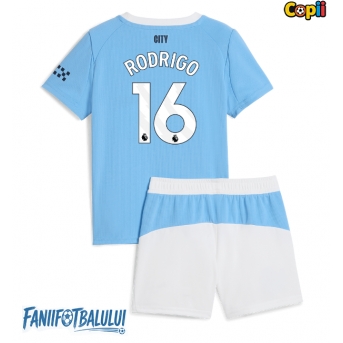 Manchester City Rodri Hernandez #16 Echipament de Fotbal Replică 2025-26 Copii Acasa (+ Șorturi)